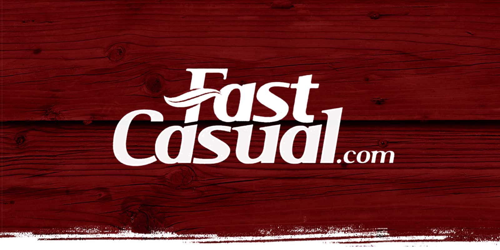 Fast Casual logo on red weathered wood background