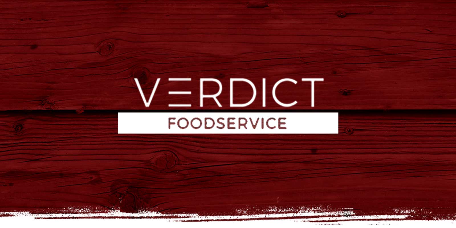 Verdict Foodservice logo on red weathered wood background